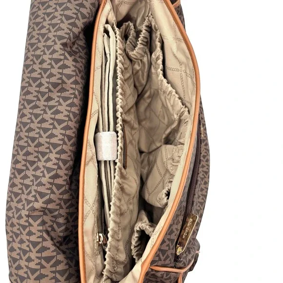 NWT MICHAEL Michael Kors Large Monogram Print Diaper Bag in Brown/acorn - Picture 7 of 9